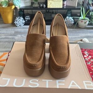 JustFab Women's Brown Suede Loafers